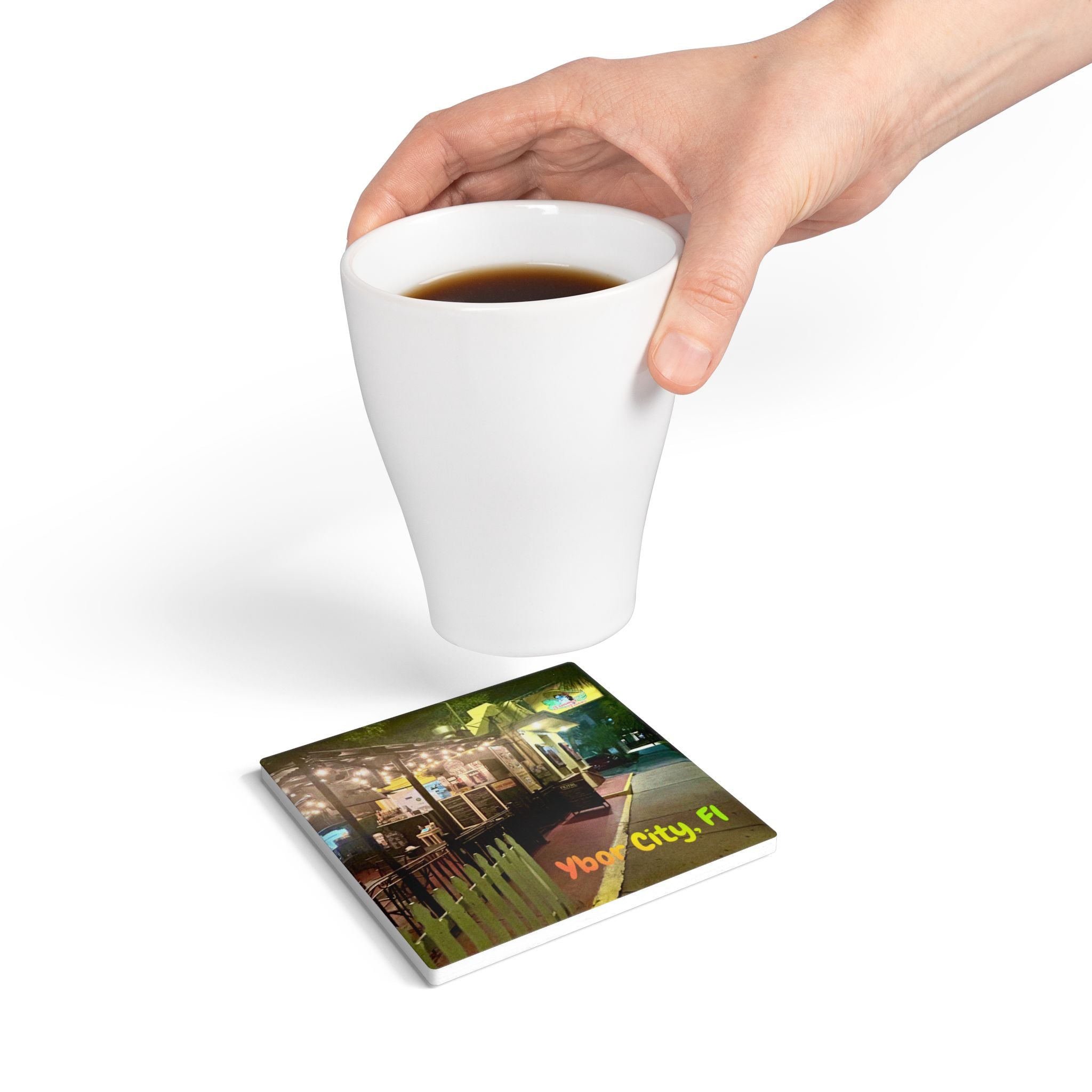 Jimmy’s Tacos at Night, Ybor City Ceramic Coaster