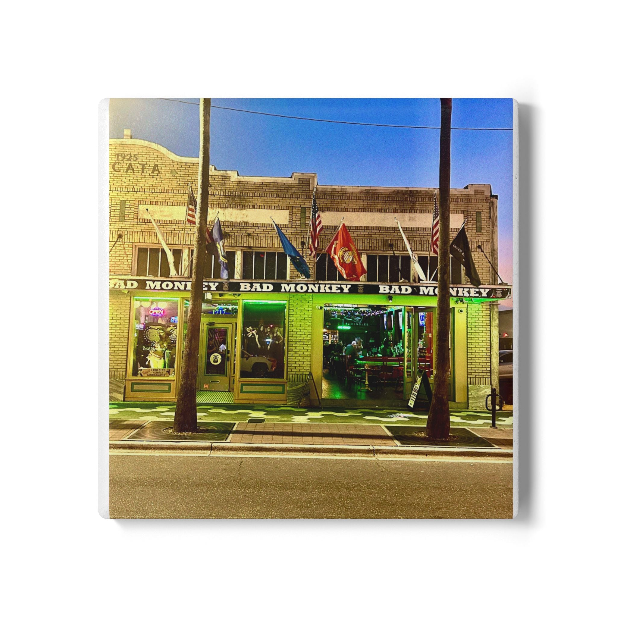 “Bad Monkey Bar, Ybor City” Ceramic Coaster