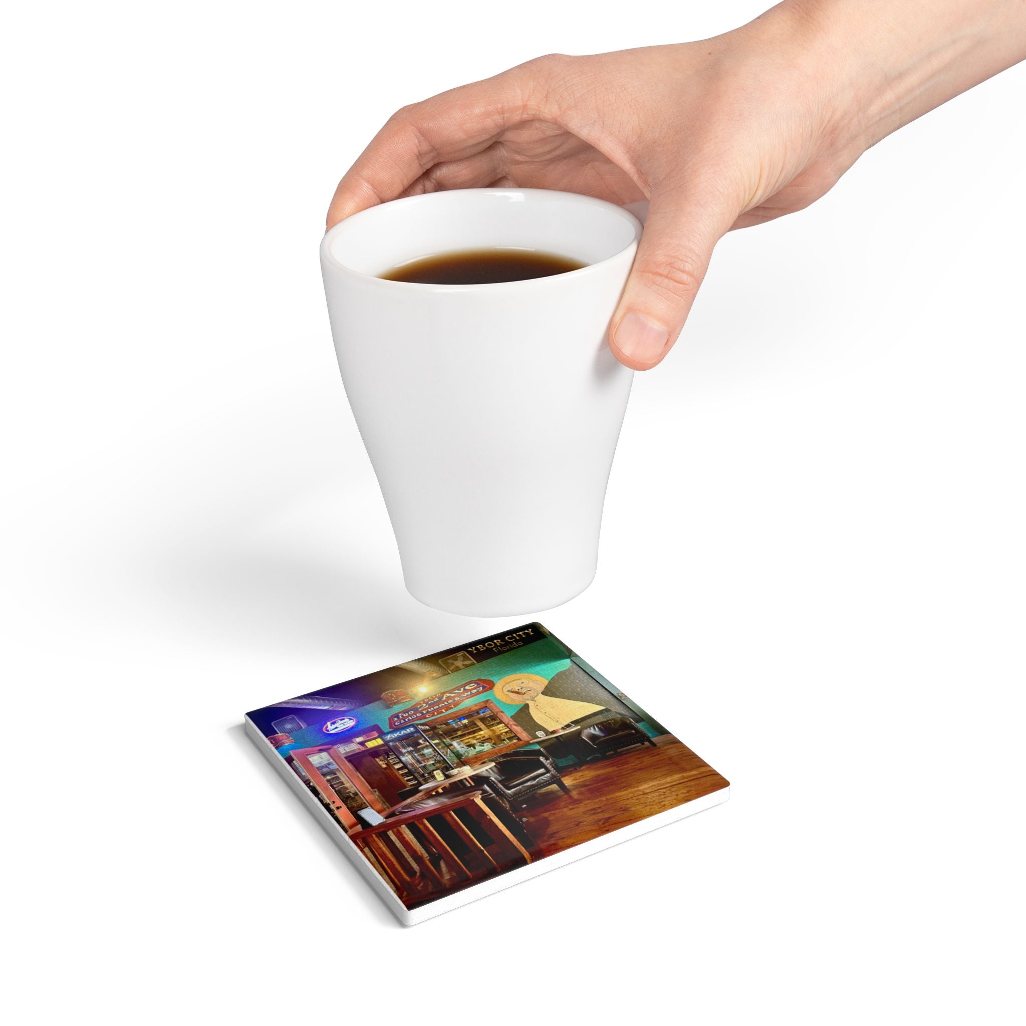Ybor City Cigar Lounge Ceramic Coaster