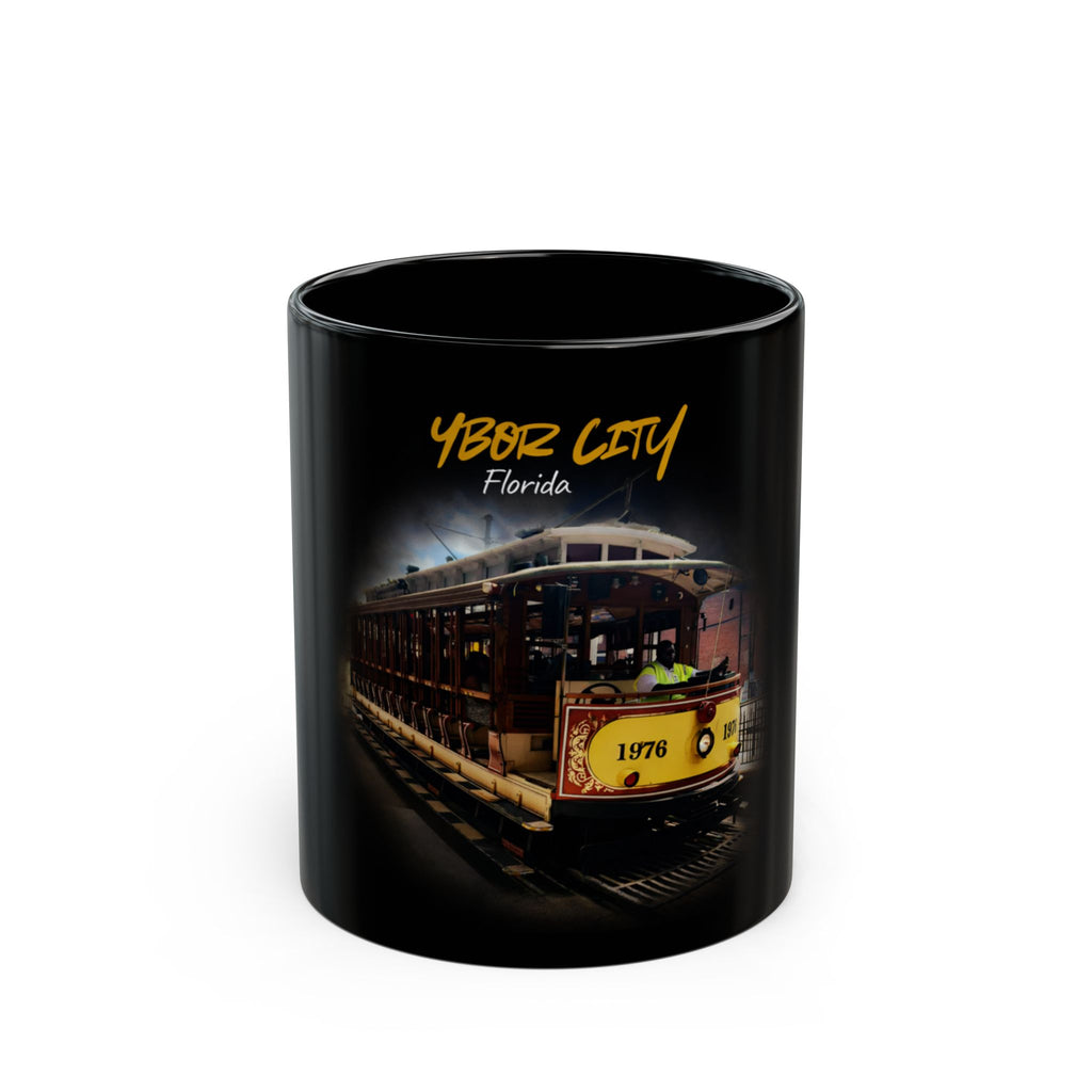 Ybor City Trolley Black Mug