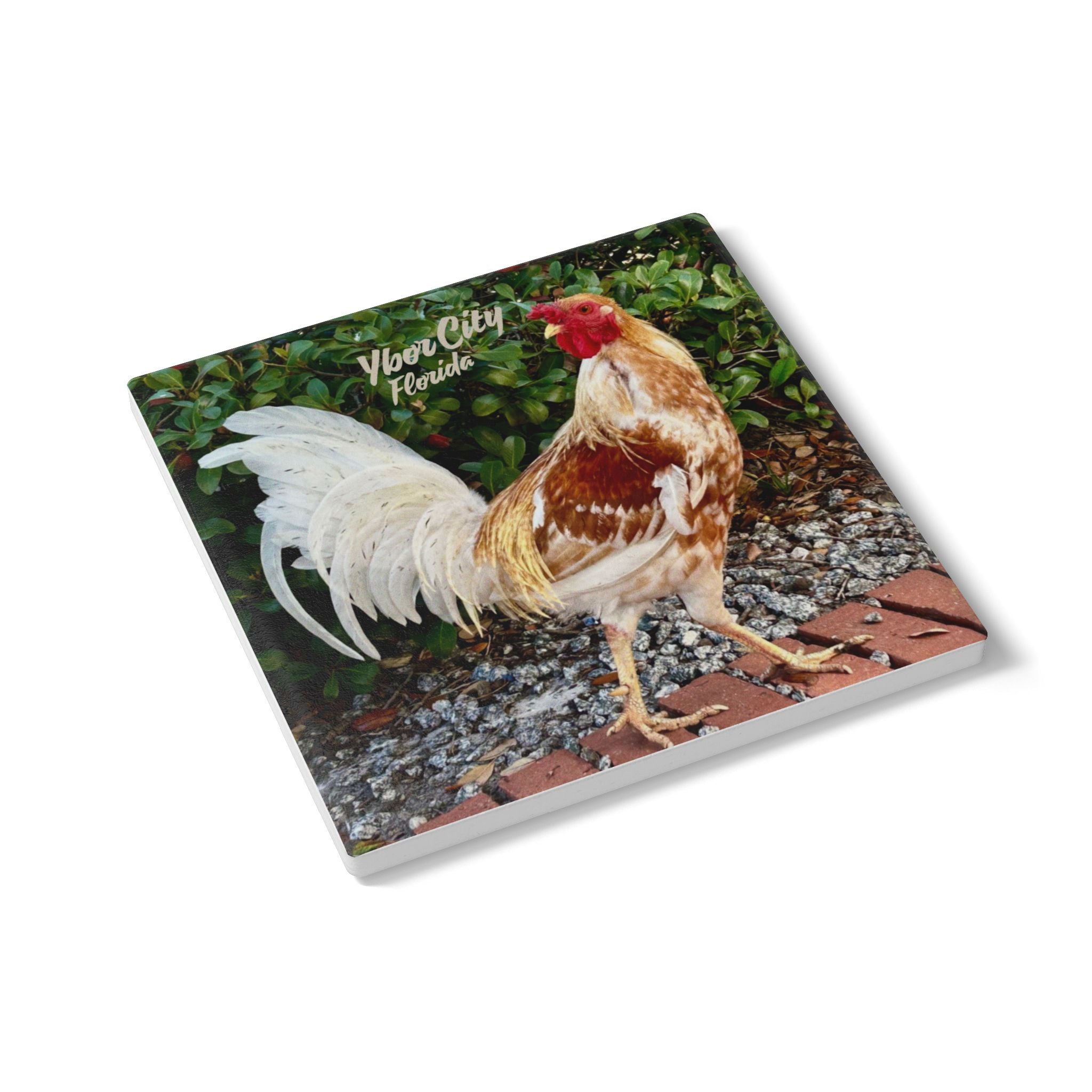 White Rooster of Ybor Ceramic Coaster