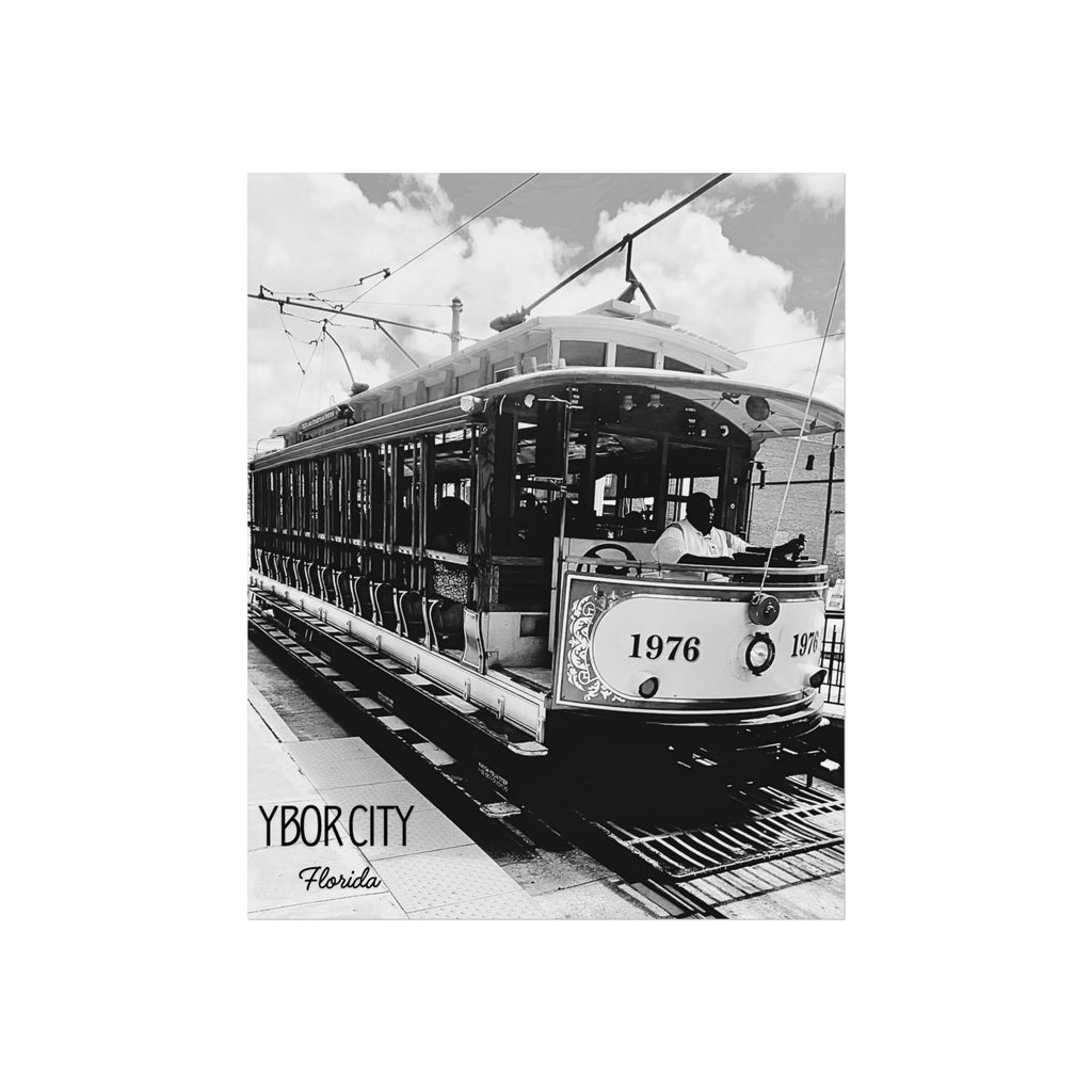 Black and White Ybor City Trolley Wall Art
