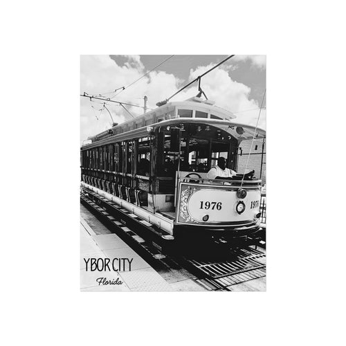 Black and White Ybor City Trolley Wall Art