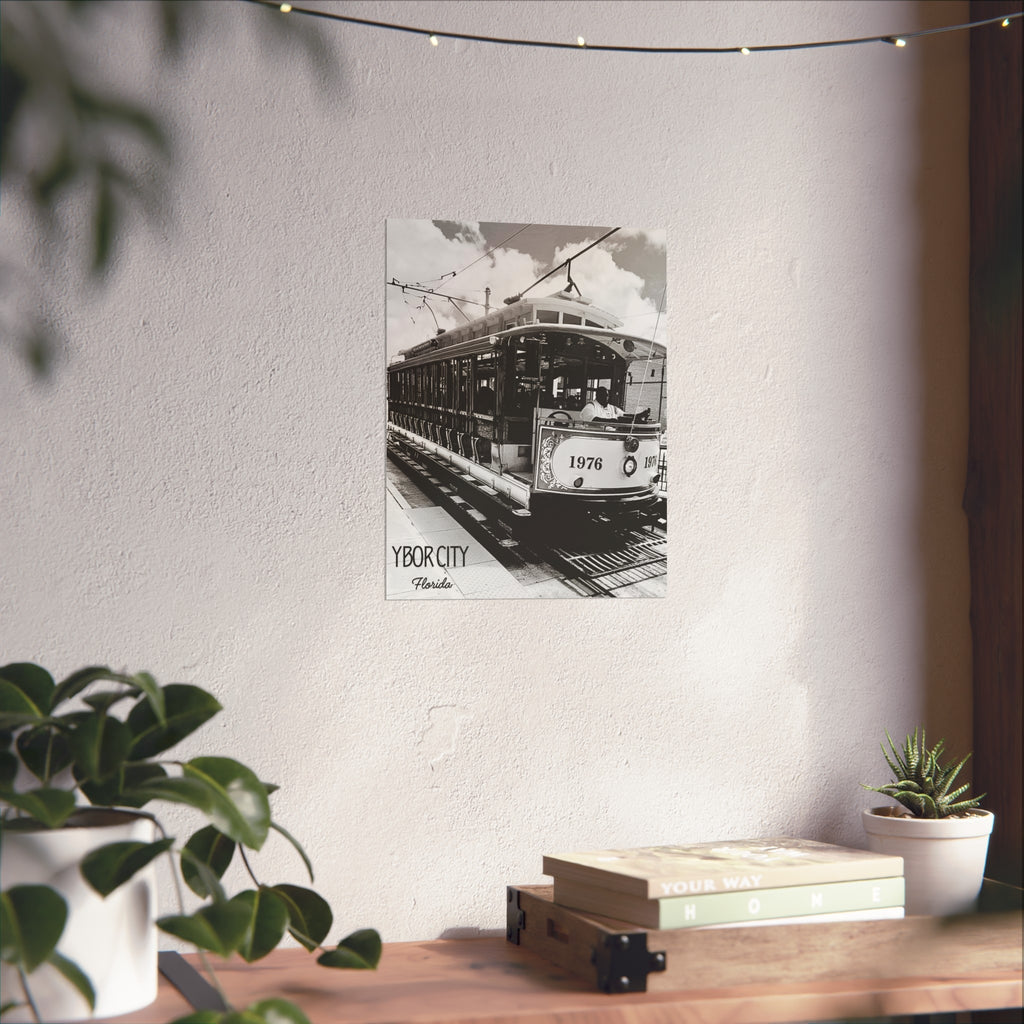 Black and White Ybor City Trolley Wall Art