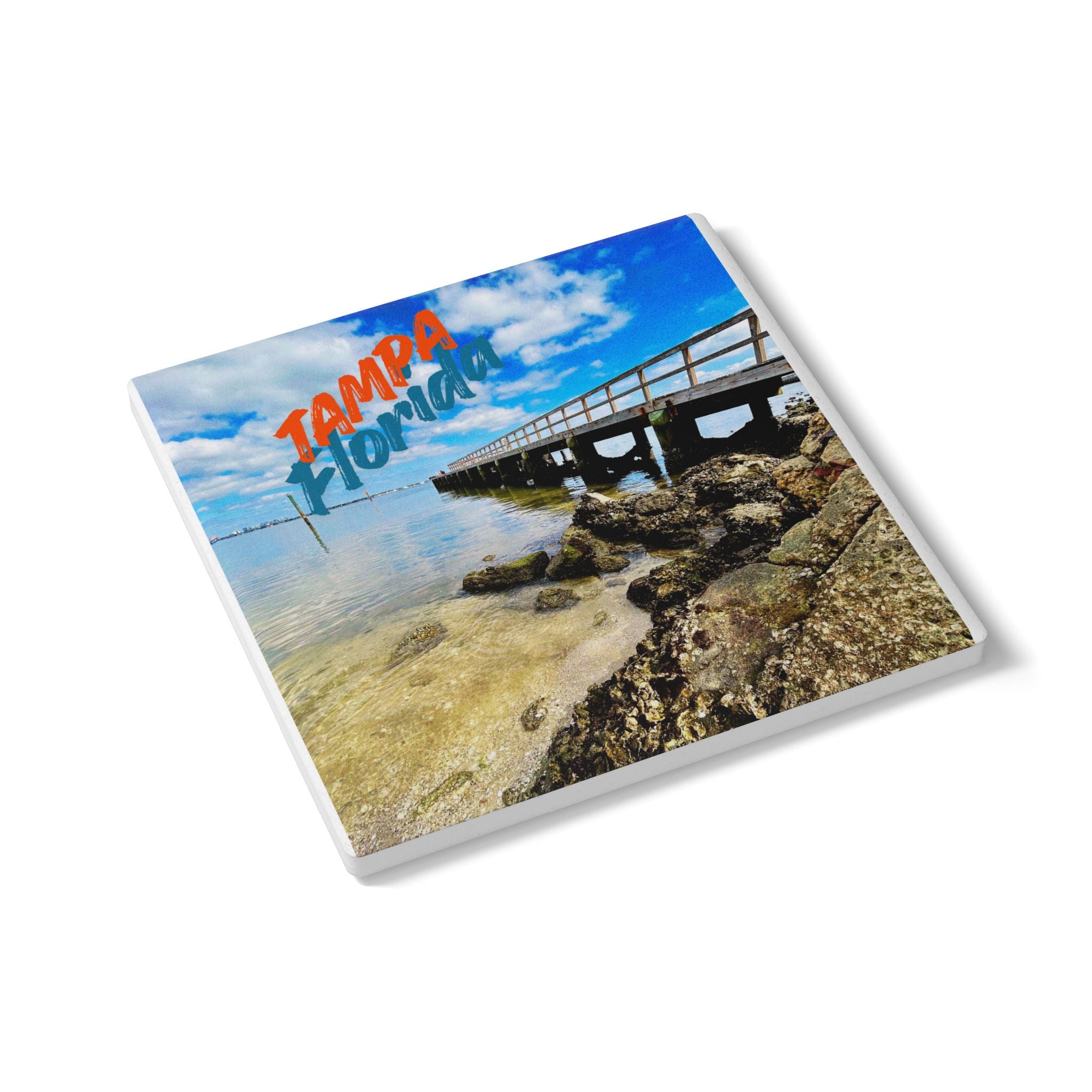 Tampa Bay Coastal Pier Ceramic Coaster