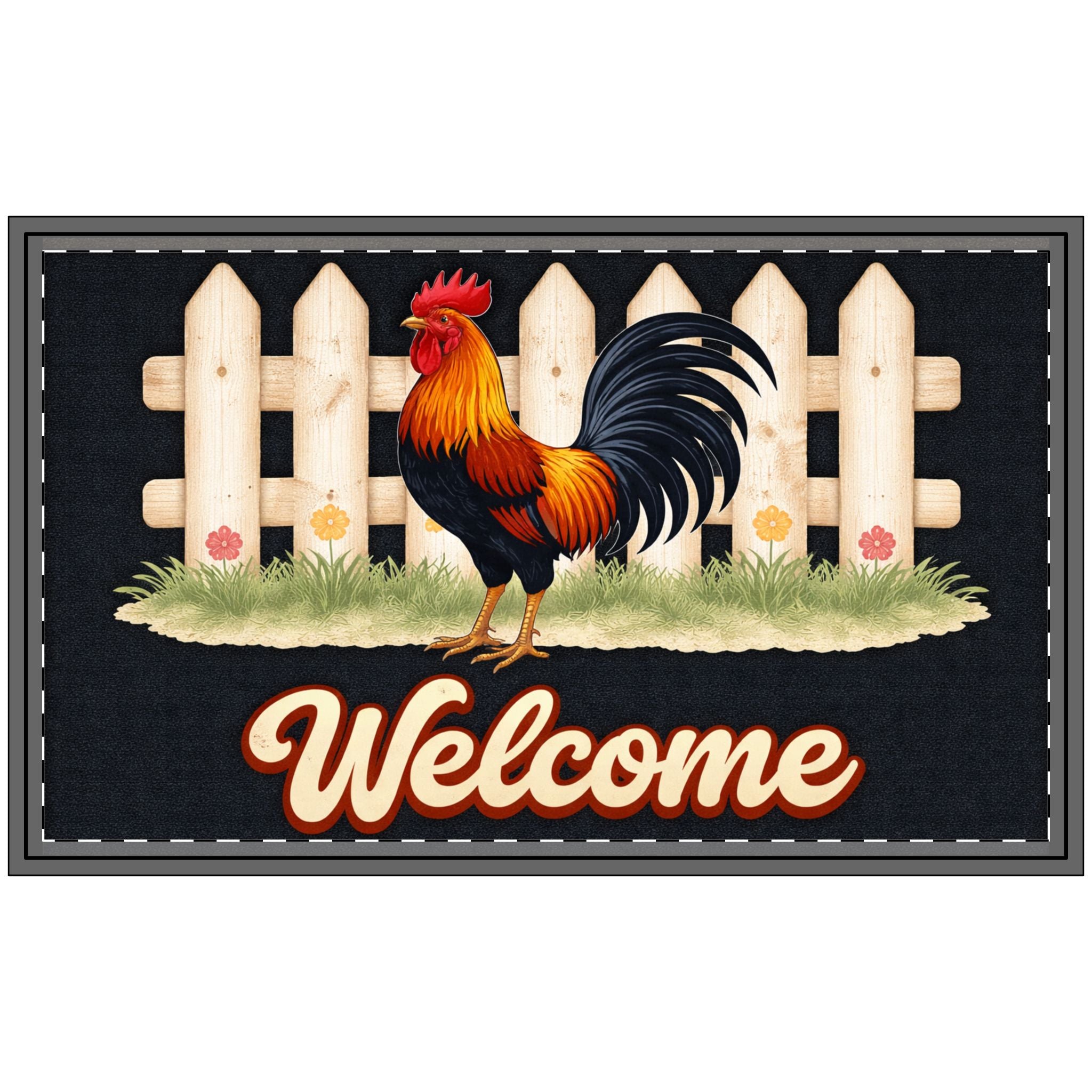 Farmhouse Rooster Welcome Doormat