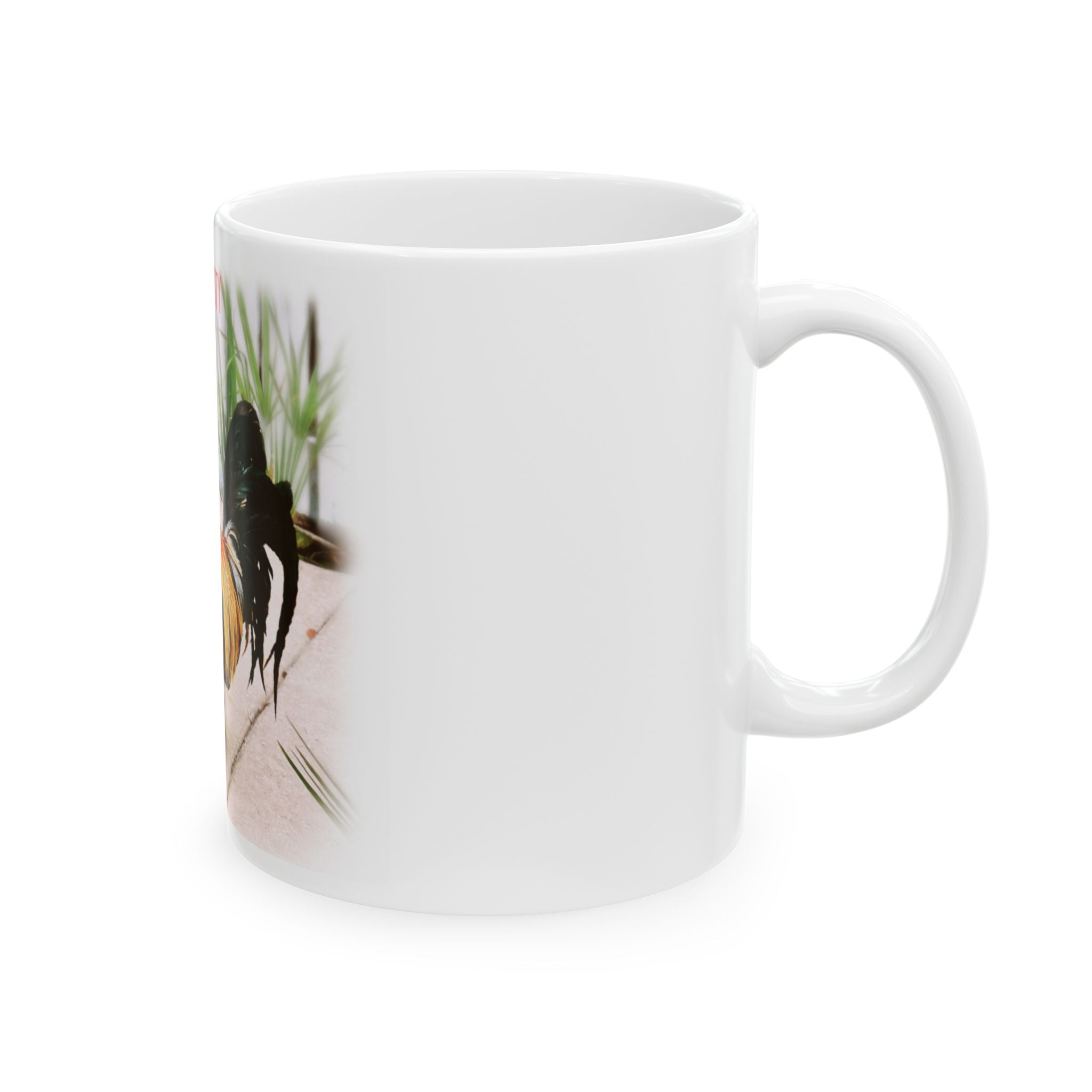 Ybor City white Fence Rooster Ceramic Mug