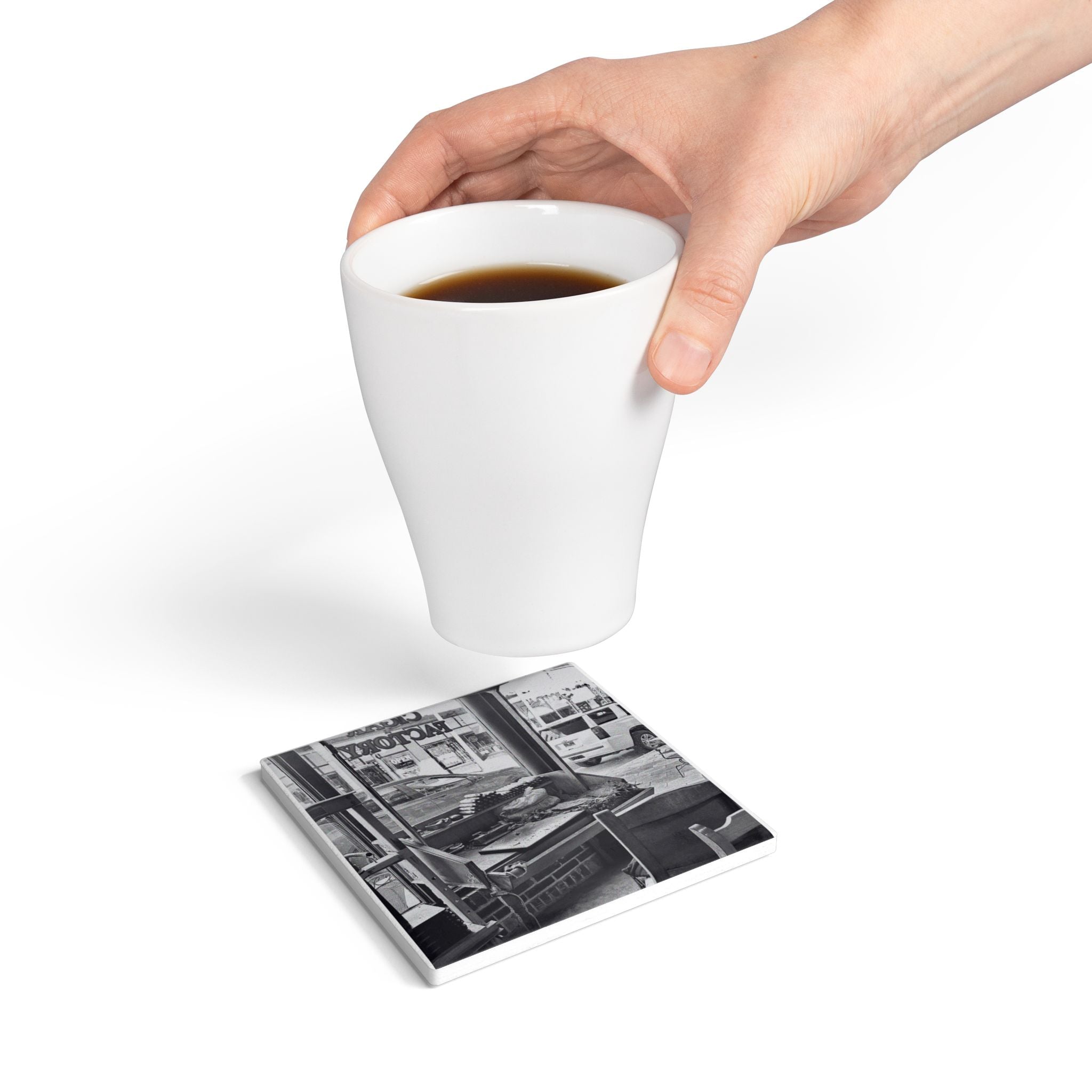 Black and White Cigar Rolling Table Coaster