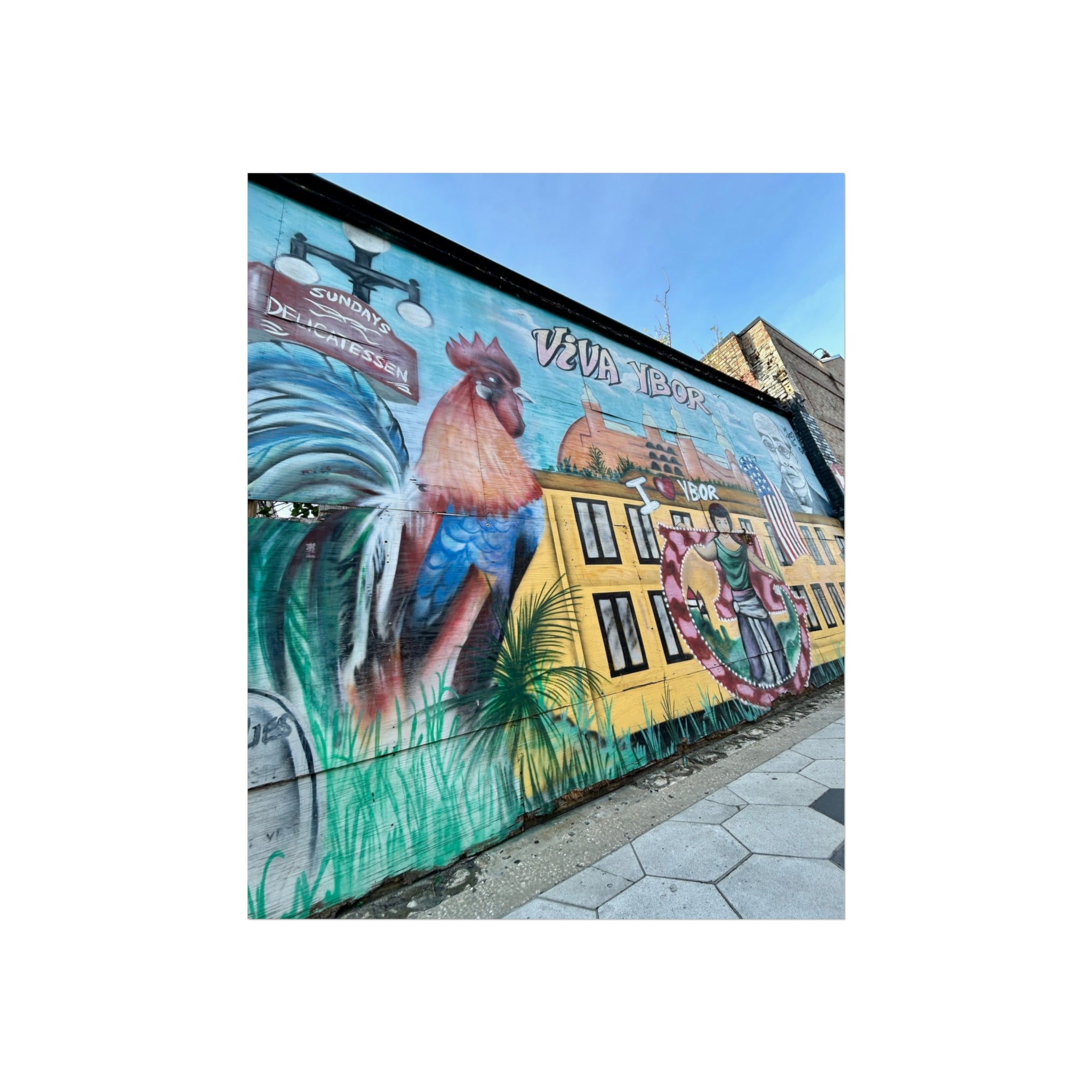 Vibrant Rooster Street Mural Wall Art