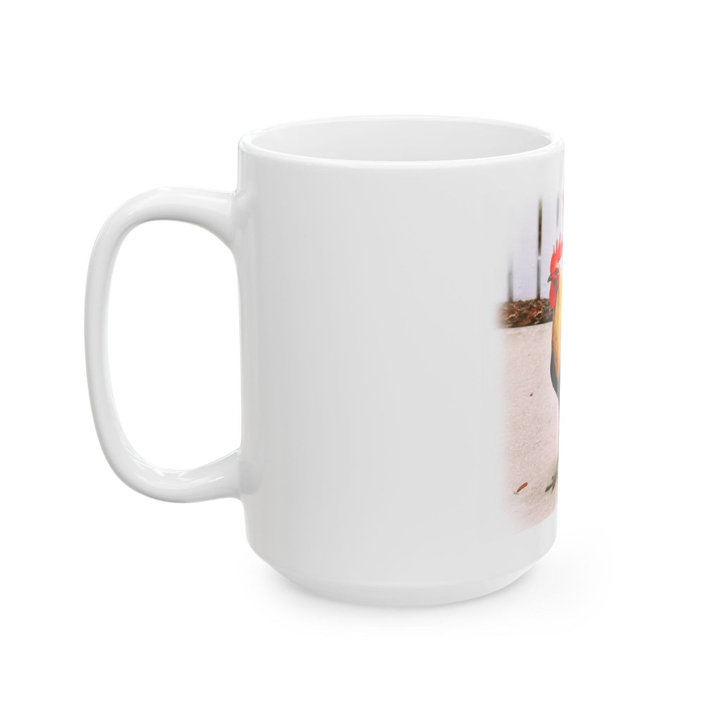 Ybor City white Fence Rooster Ceramic Mug