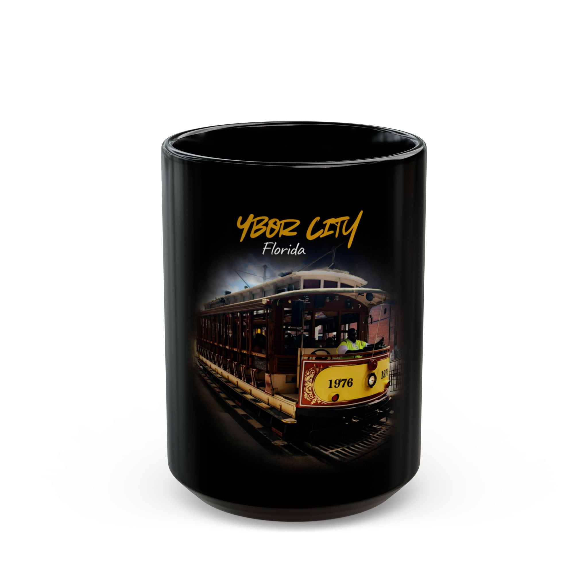 Ybor City Trolley Black Mug