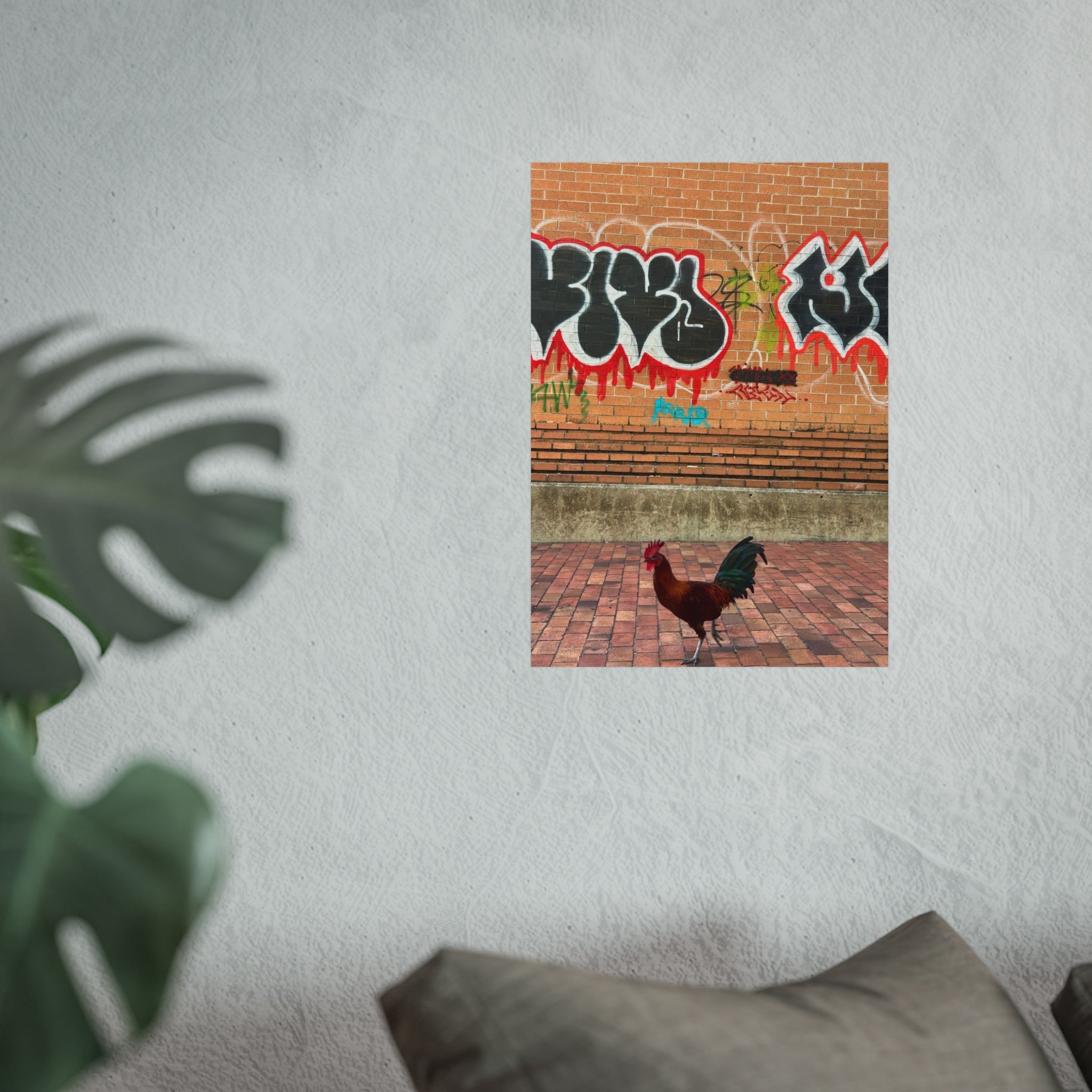 Rooster & Graffiti Wall Art