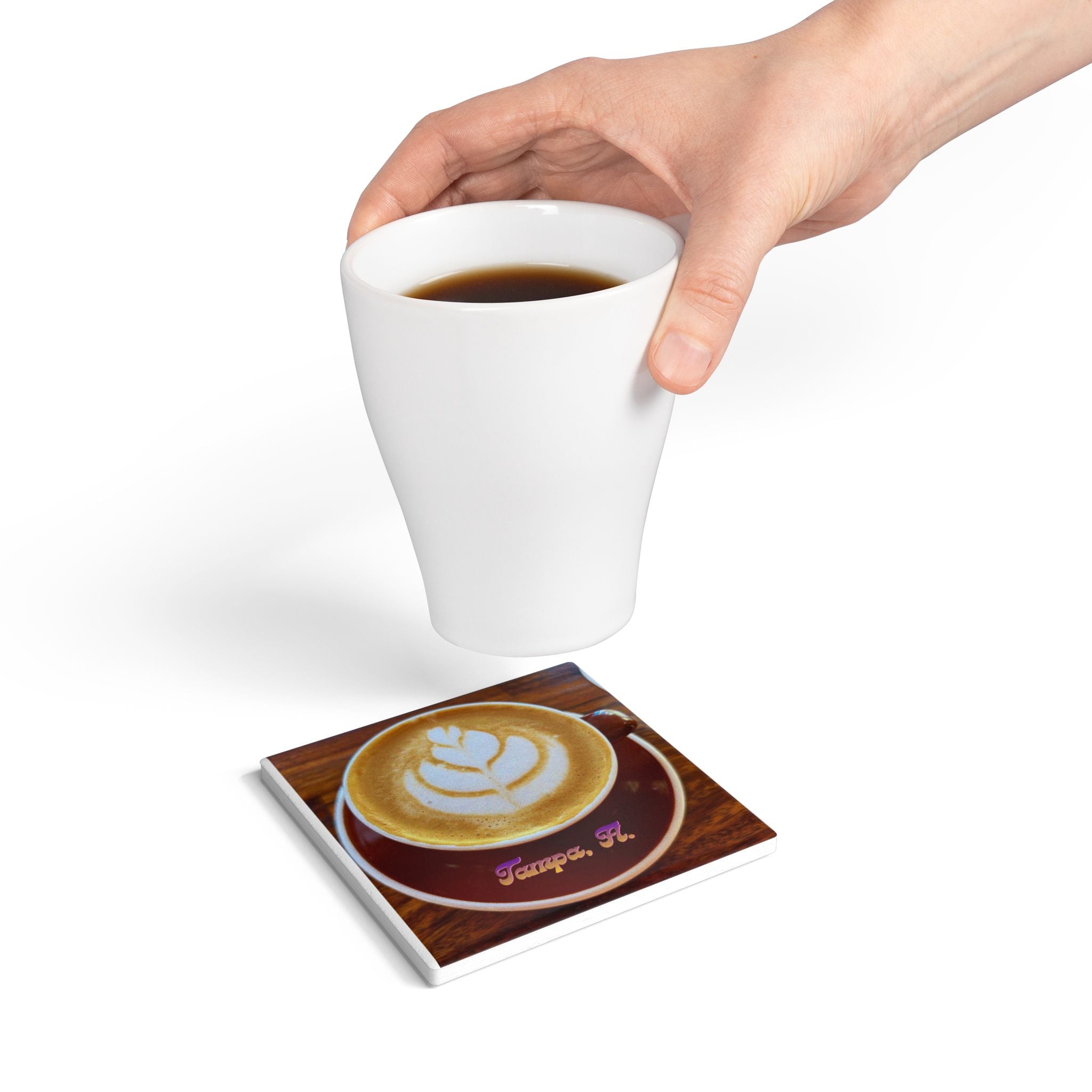 Tampa Coffee Art Ceramic Coaster