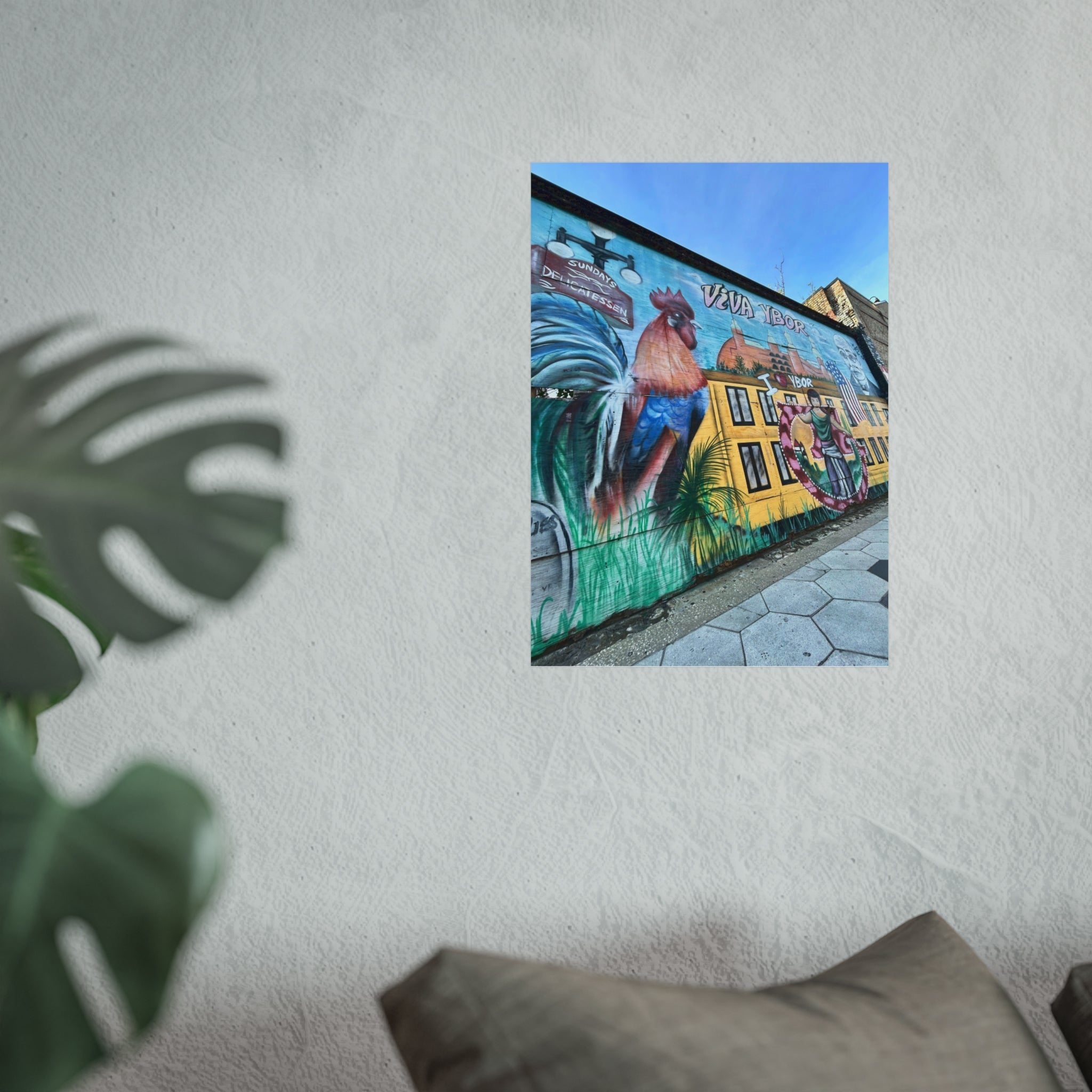 Vibrant Rooster Street Mural Wall Art