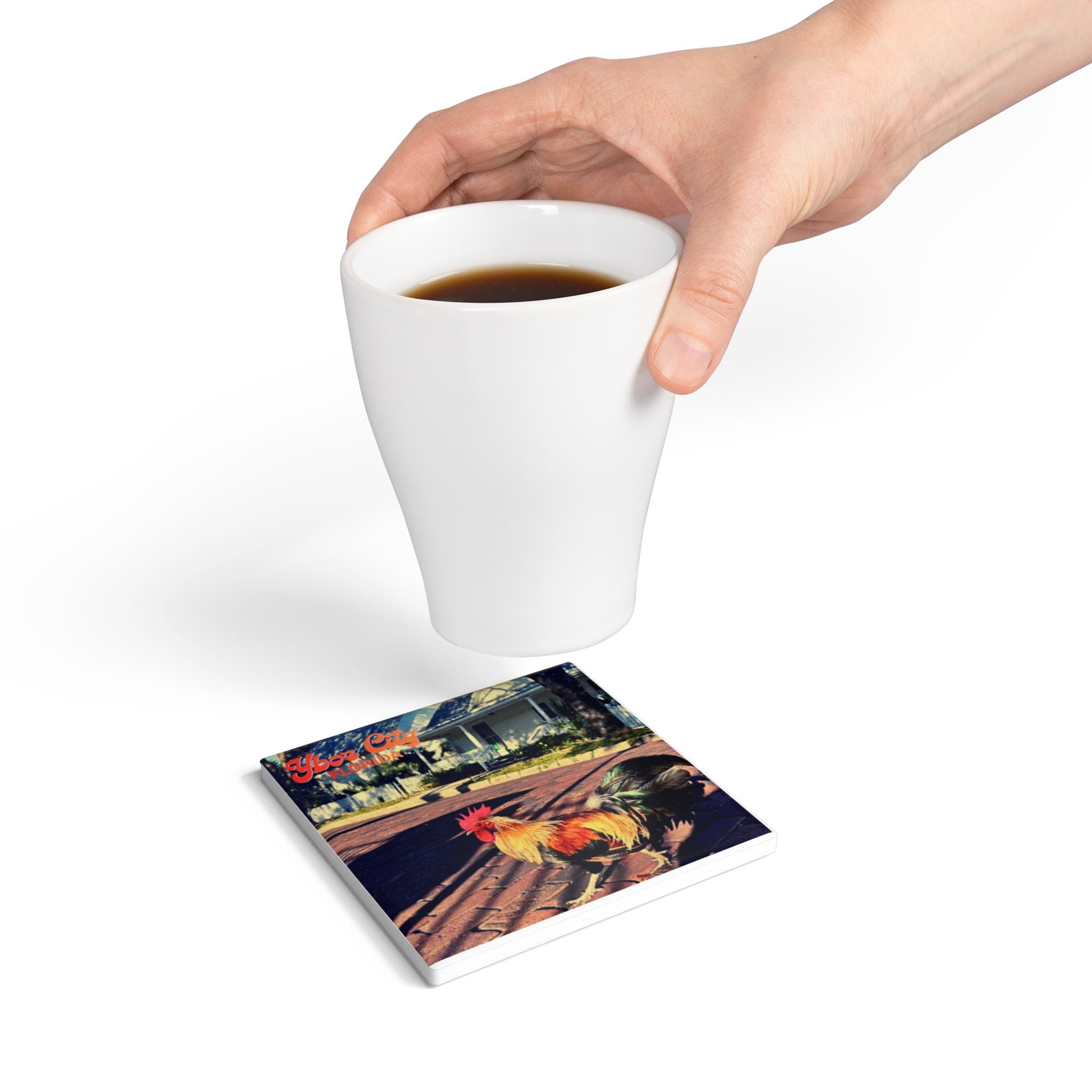 Ybor City Rooster on Brick Street Coaster