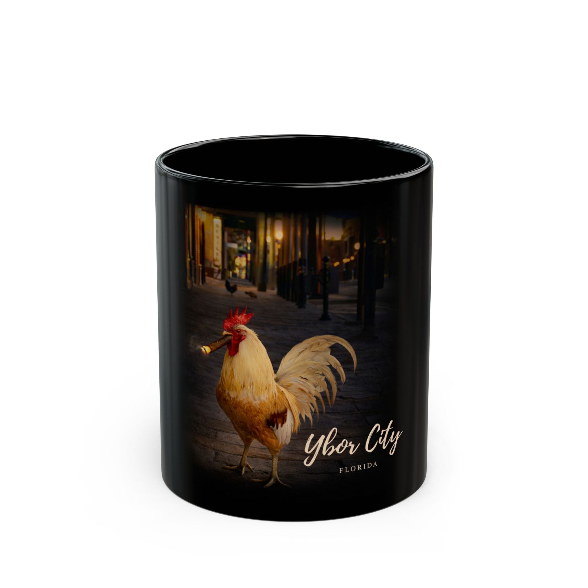 Rooster City Black Mug