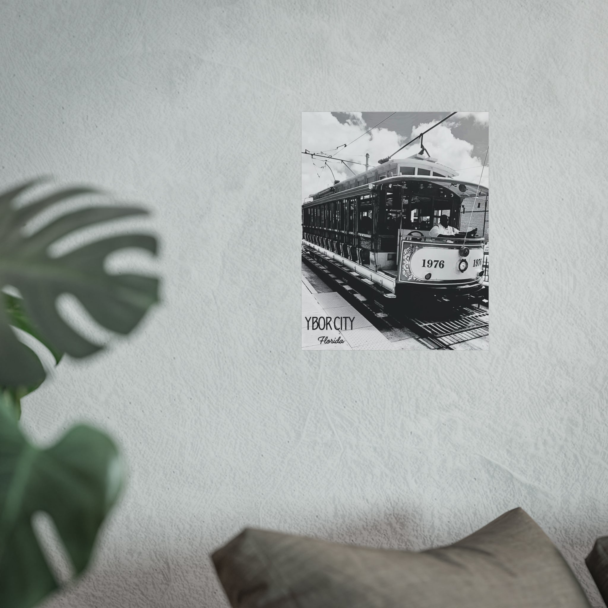 Black and White Ybor City Trolley Wall Art