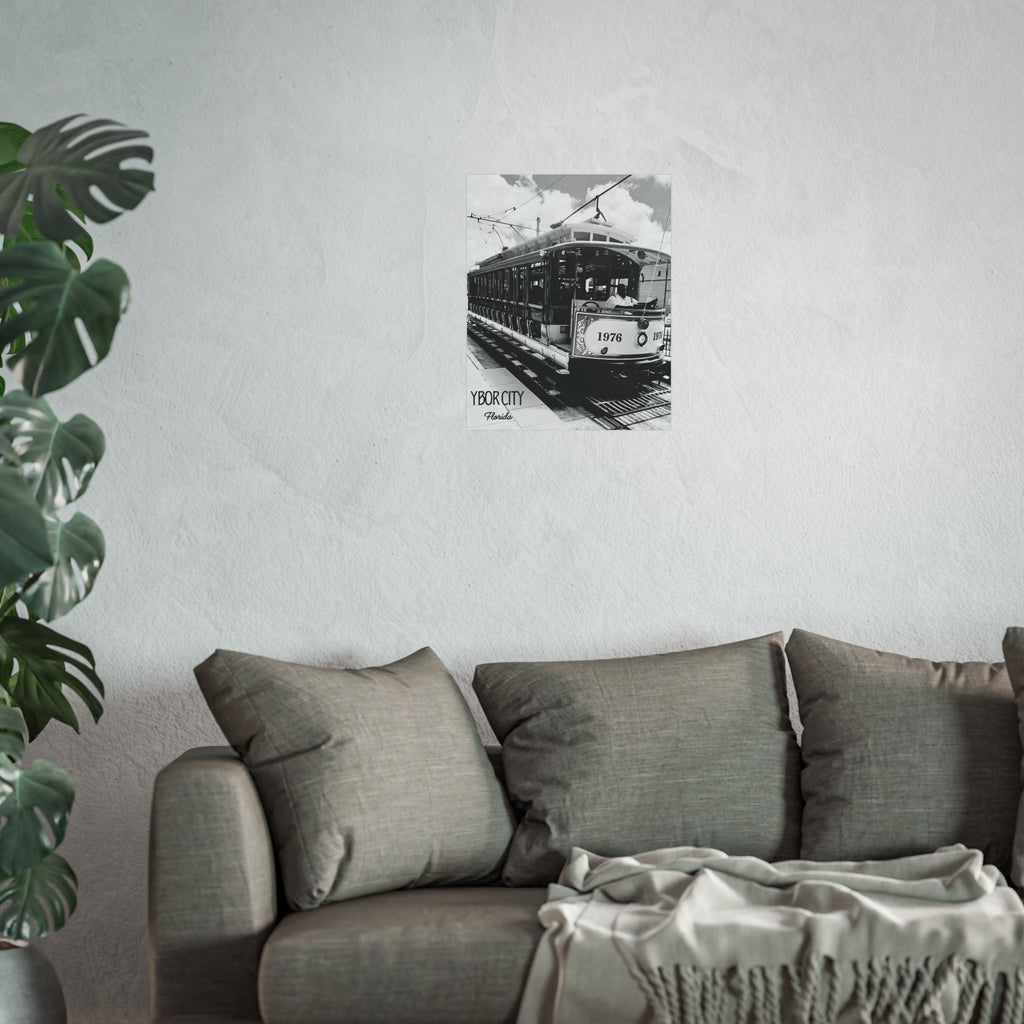 Black and White Ybor City Trolley Wall Art
