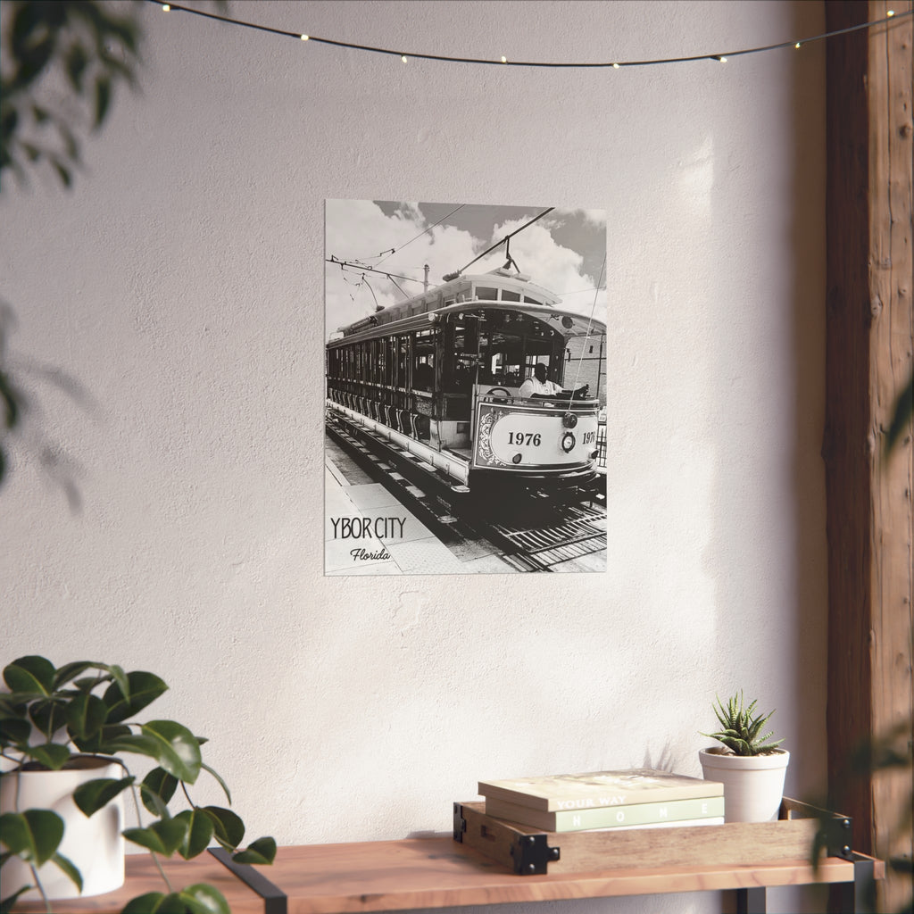 Black and White Ybor City Trolley Wall Art