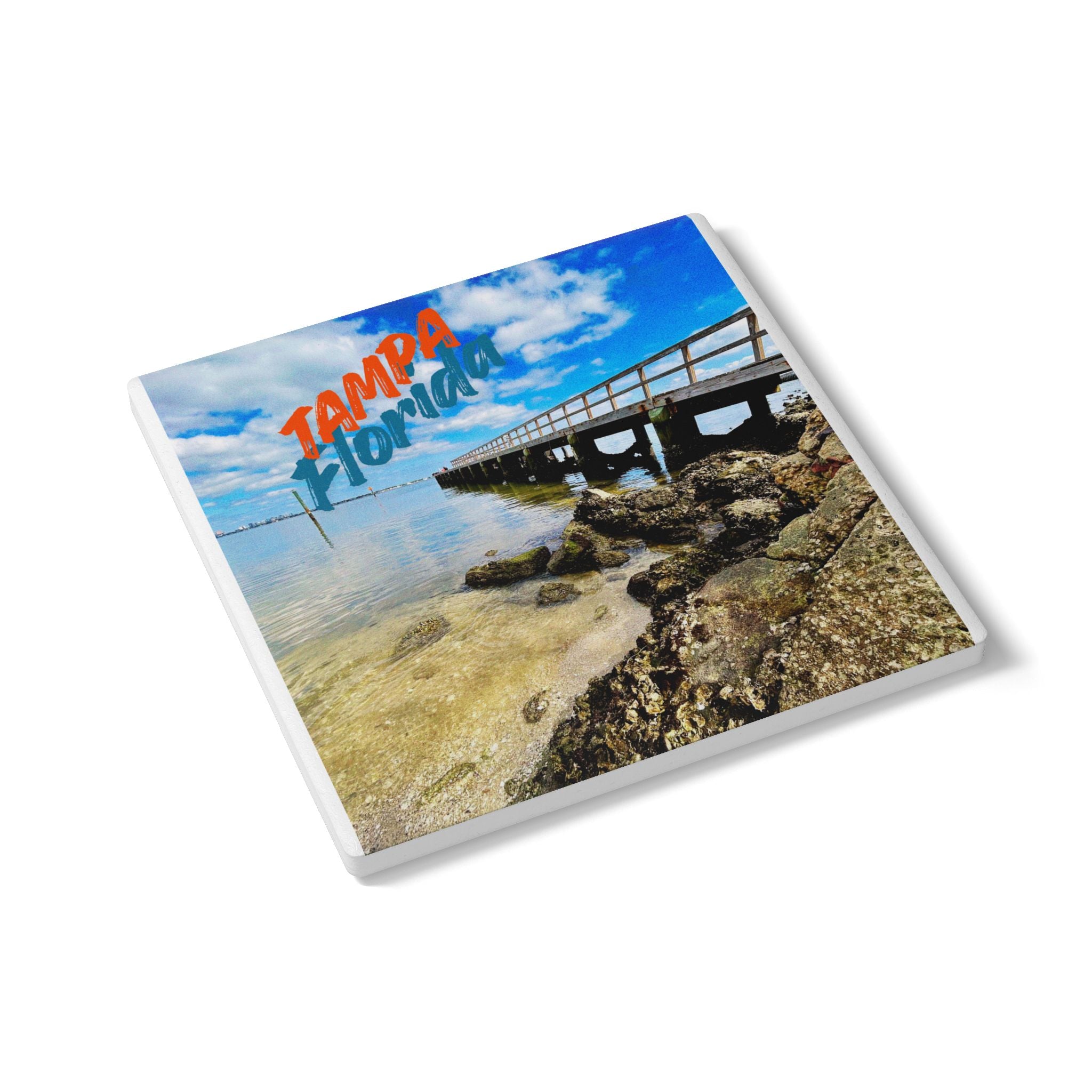 Tampa Bay Coastal Pier Ceramic Coaster