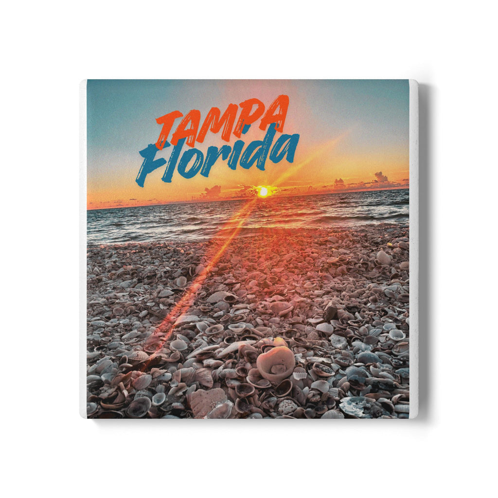 Florida Sunset Seashell Beach Coaster