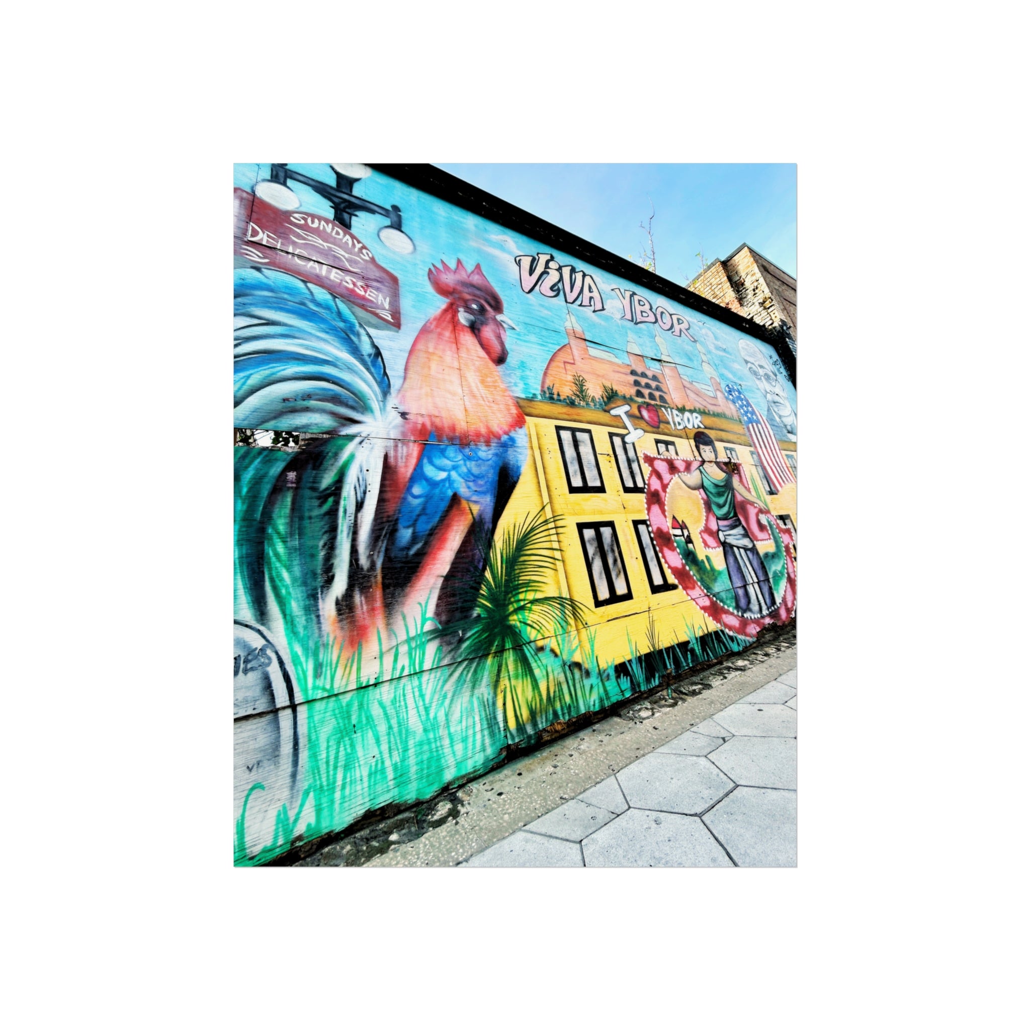 Viva Ybor Rooster Mural Wall Art